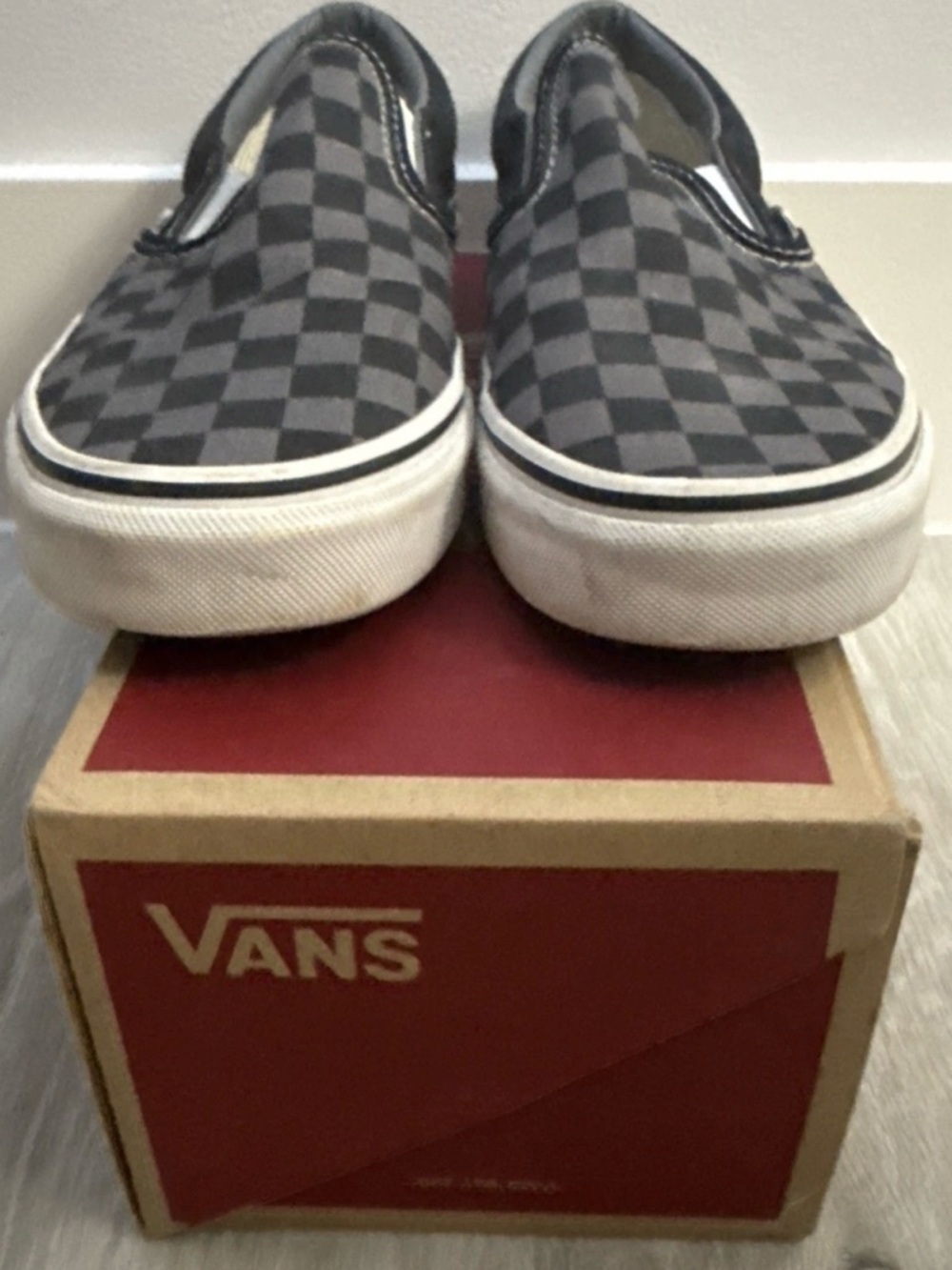 VANS Classic Slip-On Multicolored Grey Pewter Black Checkerboard men 8 women 9.5 - Picture 3 of 5